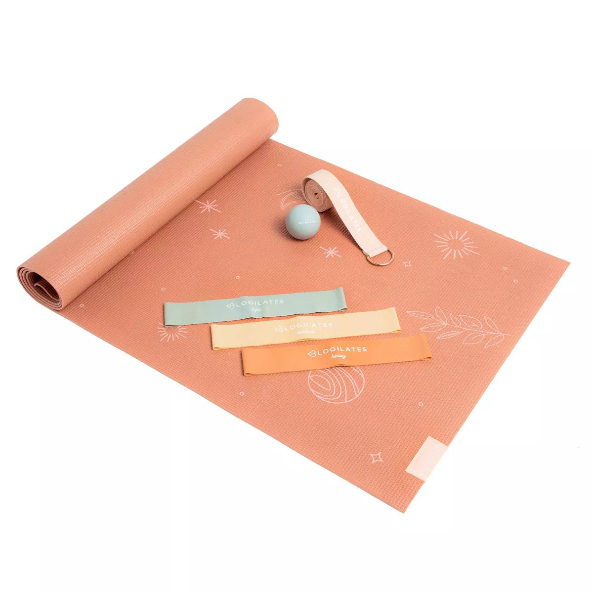 Blogilates Starter Fit Kit: Yoga Mat, Strap & Exercise Band for Core Muscles