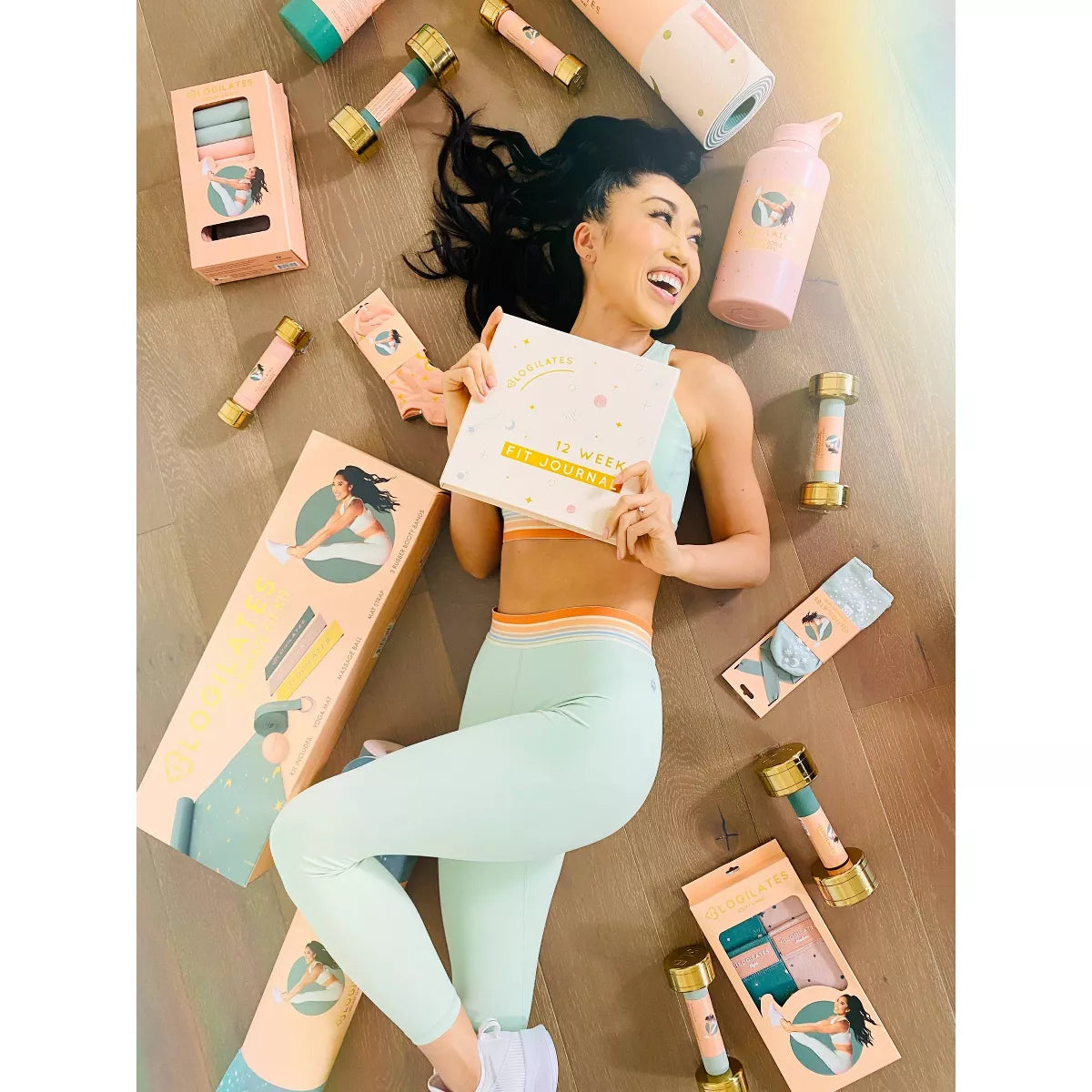 Blogilates Starter Fit Kit: Yoga Mat, Strap & Exercise Band for Core Muscles